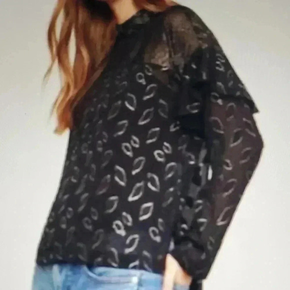 BCBG MAXAZRIA LEAF BLOUSE - Picture 1 of 4
